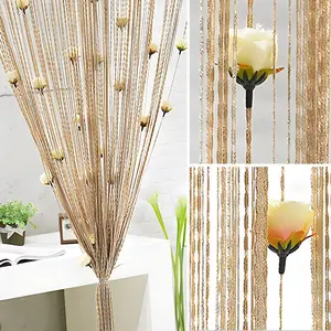 1count Artificial Rose Tassel String Curtain Home Decor Door Partition Screen Romantic Thread Curtain Wedding Party Curtain Divider