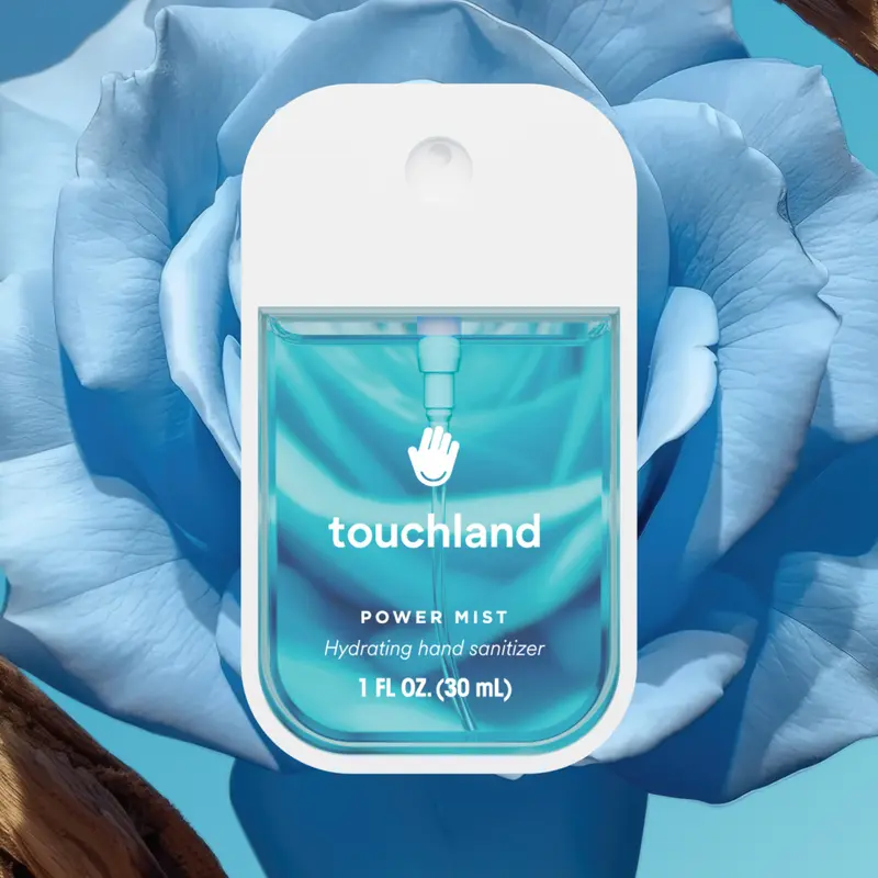Touchland Blue Sandalwood Power Mist Hand Sanitizer, Fresh, Hydrating, Sanitizing & Delicately Scented, 1 Fl Oz