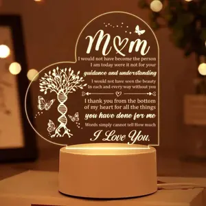1pc Engraved Acrylic Illuminated LED Lantern - Home Decor Light, Unique Acrylic Material Gift for Mom, Birthday & Mother's Day Present, Home Supplies Plaque & Sign, Led Decoration