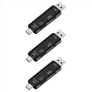 3X 5-in-1 Multifunctional OTG Card Reader Micro-SD / SD Card / USB Reader Support TF Android Type-C Phone / Computer US