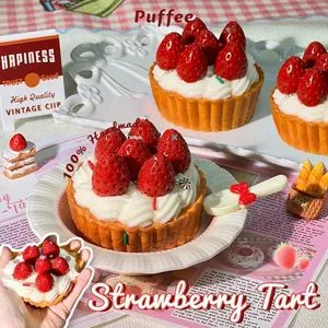Strawberry Tart Food-grade Silicone Squishy, Creamy Soft Adhesive Toy, Taba Squishy, Happy Game Pinching Bread Toy