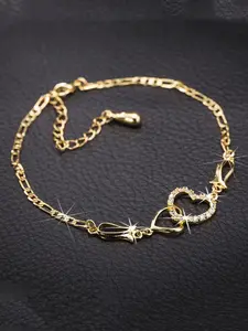 Heart Design Artificial Zirconia Ankle, Ladies Adjustable Anklet, Dainty Layered Anklet, Jewelry Accessories, Jewelry Gifts, for Party, Daily Clothing Decor, All-match Love Jewelry for Birthday Gift
