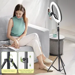 LED Dimmable Desk Makeup circle Light 10" with 1.3m Adjustable Stand,USB-Powered Brightness Control for Photography, Videography, Makeup, Streaming Video light#Mother's Day Gifts