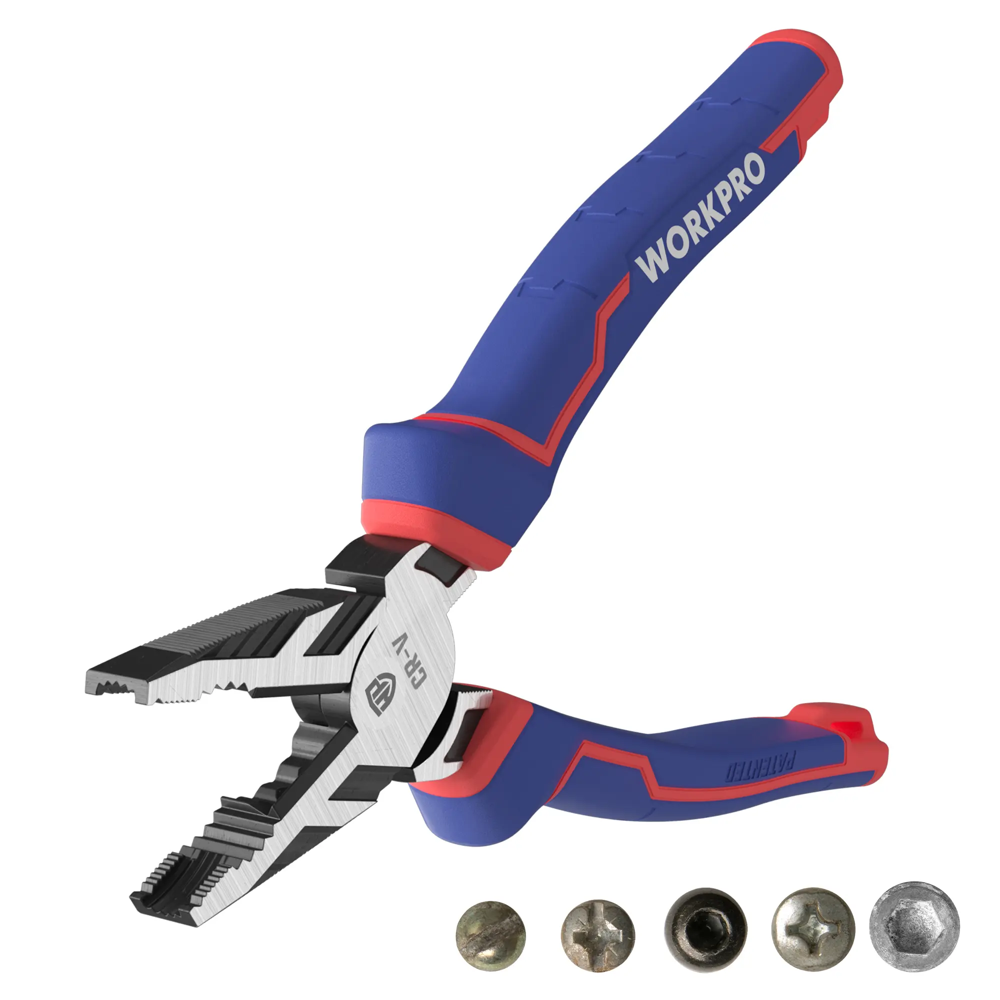#fathersdaygift WORKPRO 8" Linesman PRO Screw Extractor Pliers(Combination Pliers) with Unique Non-slip Jaws, Stripped Screw Remover Tool, Lineman Plier for Quickly Removal of Damaged or Rusted Fasteners