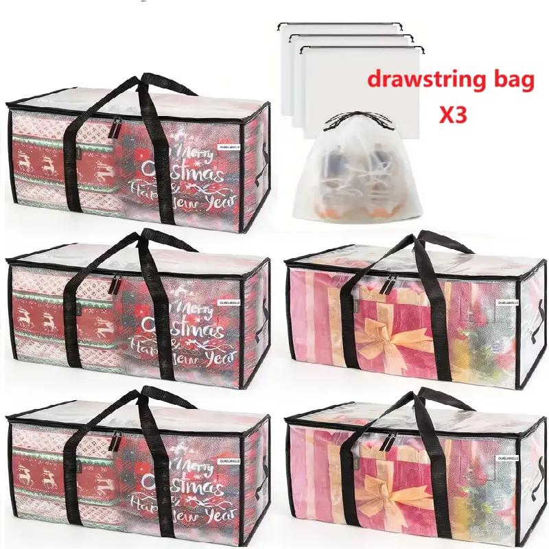 5 Pack Oversized Moving Bags With Reinforced Handles, Heavy-Duty Storage Tote Bag For Clothes, Moving Supplies, Closet Organizers And Storage, Overstock Items Storage, Clothes Storage(Includes 3 Drawstring Pockets)