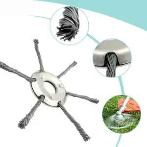 Multi-Size Steel Wire Wheel Head, 6/8/9in Stringless Grass Trimmer Head, Universal Weed Brush for Straight Shaft Brushcutter, Moss Removal Grass Trimmer Accessory