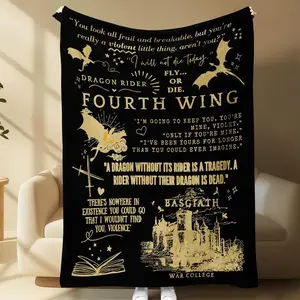 Fourth Wing Dragon Rider Quote Pattern Blanket, Soft Comfortable, Warm Napping Blanket for Home Office Travel, Flannel Throw Blanket blankets