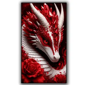DIY Large Size Dragon DIY Diamond Art Kit for Adults, Round Full Drill Diamond Painting Set, Gem Craft Wall Art Decor Gift, Diamond Painting Kits