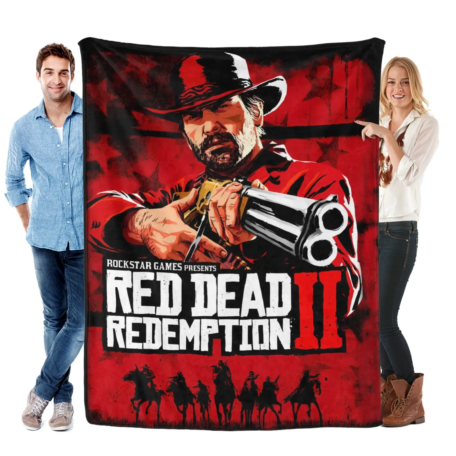 Red Dead Redemption 2 Arthur Morgan Western Cowboy Graphic Fleece Blanket – Soft Lightweight Throw Blanket, Unisex Home Bedroom Decor, Perfect Video Game Fan Gift