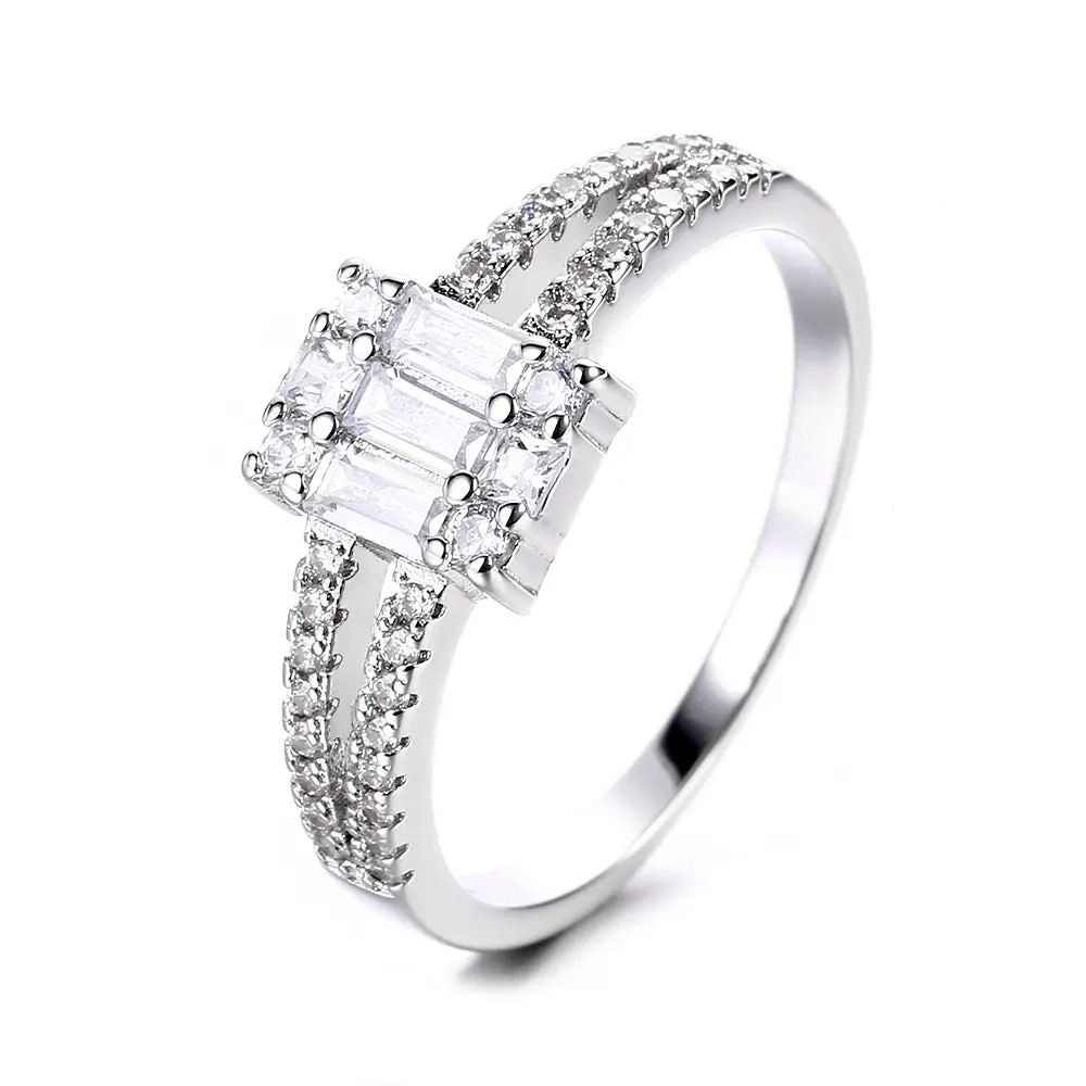 Sterling Silver Multi-Cut Engagement Ring with crystals from Swarovski