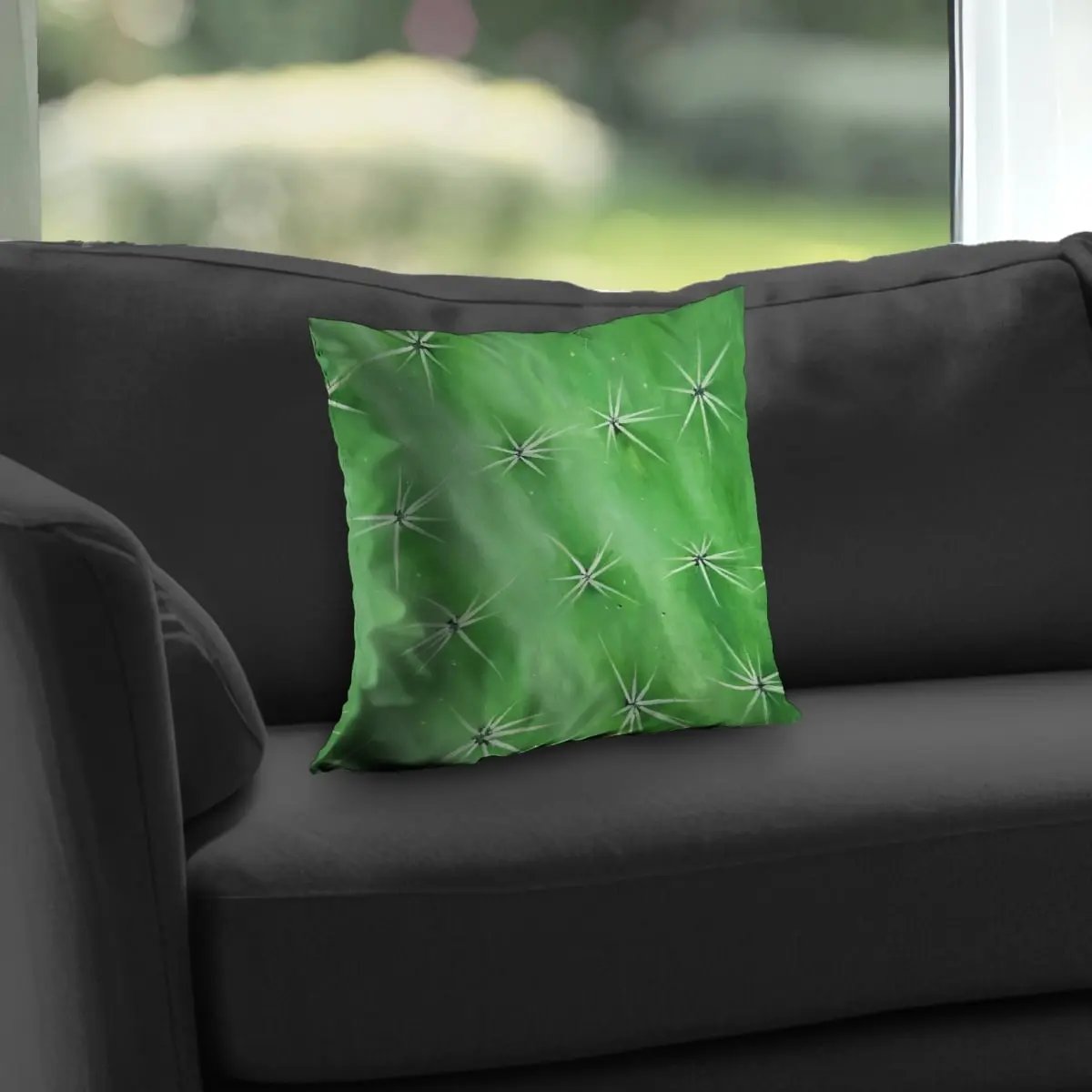 Begin Home Decor C1PT14149JOPVH 14 x 14 in. Cactus Closeup Green Botanical Poly Twill Throw Pillow - Home Decor