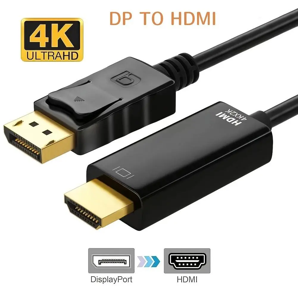 DisplayPort to HDMI Digital Cable Adapter - OD5.5 Polyvinyl Chloride Audio-Video Connector with Gold Plating, 1920x1200/1080P 60Hz Support, Reliable Connection for Computer, HDTV (Audio & Video Accessories)