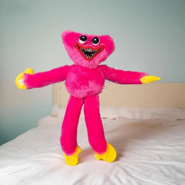 Fluffy Pink Sharp-Teeth Monster Stuffed Plushie, Ideal Gift for Collectors, Kawaii Stuffed Animal, Soft Stuffed Collectible