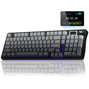 AULA S98 Pro Wireless Mechanical Keyboard with Screen & Knob,2.4GHz/USB-C/BT5.0 Gasket Hot Swappable Creamy Keyboard,Pre-lubed Linear Switches,Side Printed PBT Keycaps,RGB Backlit Gaming Keyboard TikTokShopfalldealsforyou