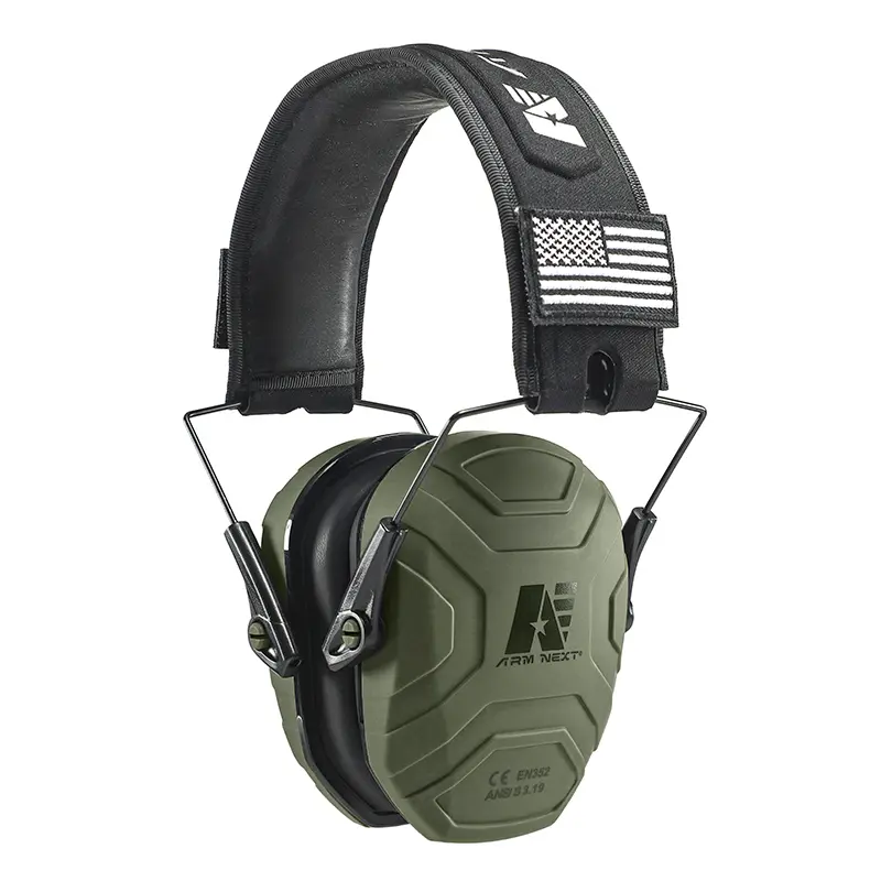 Tactical GL Camo ABS Ear Protectors, ANSI Certified Ultra-Thin Low-Profile Hearing Protection (26dB NRR) with 360° Adjustable Fit, Fold-Small Carry, Helmet-Compatible, Unisex Safety Gear for Hunting, Construction, 12.7x12x9.8cm Noise Reducer