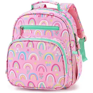 F-CPB02 Toddler Backpack for Girls 2-4: Cute Kids Backpacks for Girls - Preschool Kindergarten Backpack - Rainbow Pink