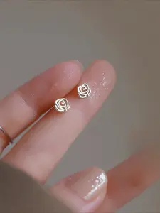 Elegant S925 Sterling Silver Rose Dangle Earrings for Women - Low Allergy, Perfect for Daily & Special Occasions, Everyday Earrings, High Quality Earrings|Dangle Earring Design|Sterling Silver Earrings Ear Studs|Earrings Dangling