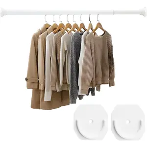No Drilling 30 to 88 Inch Adjustable White Heavy Duty Tension Closet Rod Space Saving Spring Pole for Hanging Clothes Wardrobes Shoe Cabinets