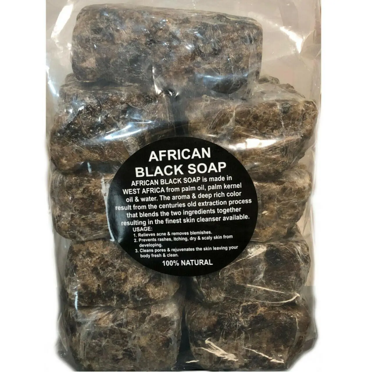 Raw African Black Soap Imported From Ghana Pre Cut