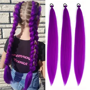 Synthetic Braided Wig Cap Extension, 26 Inch Pre-Stretched High-Temperature Fiber, Halloween Cosplay Costume Straight Hair