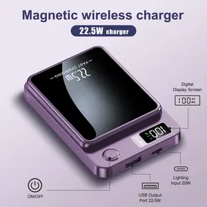 Portable Phone Power Bank with Cables, Magnetic Power Bank, 10000mAh Wireless Portable Charger with USB-C Cable, Battery Pack Only Compatible with iPhone 16/15/14/13/12/Pro Series