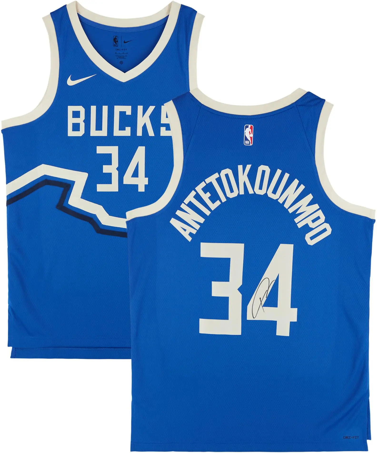 Giannis Antetokounmpo Milwaukee Bucks Autographed Nike 2024-24 Blue City Edition Swingman Jersey - Fanatics Authentic Certified