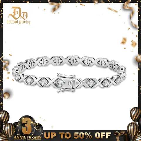 Delzzad 14K Gold-Plated XOXO Infinite Bracelet Eternal Hugs Tennis Bracelet Synthetic Moissanite Bracelet Jewelry Perfect Birthday Engagement Wedding Anniversary Christmas Valentine's Day Mother's Day Gifts