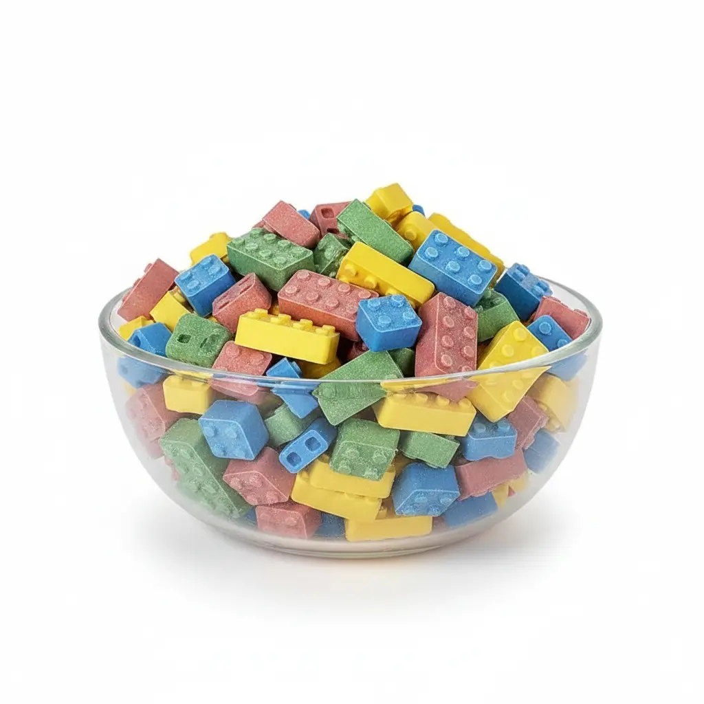 Building Block Hard Candy Colorful Block Shaped Crunchy Sweet Candy Pieces