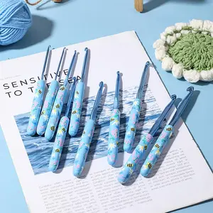Bee Pattern Crochet Hook Set, 1 Set Colorful Handle Soft Ceramic Crochet Hook, DIY Crochet Supplies for Beginners, Knitting Supplies, Crochet Items, Crochet Kit