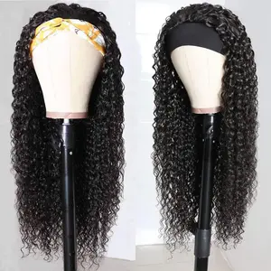 Deep Wave Headband Wig Human Hair Wear And Go Glueless Headband Wig Water Wave Human Hair Wigs For Black Women No Lace Headband Wig Cheap Wig Natural Color