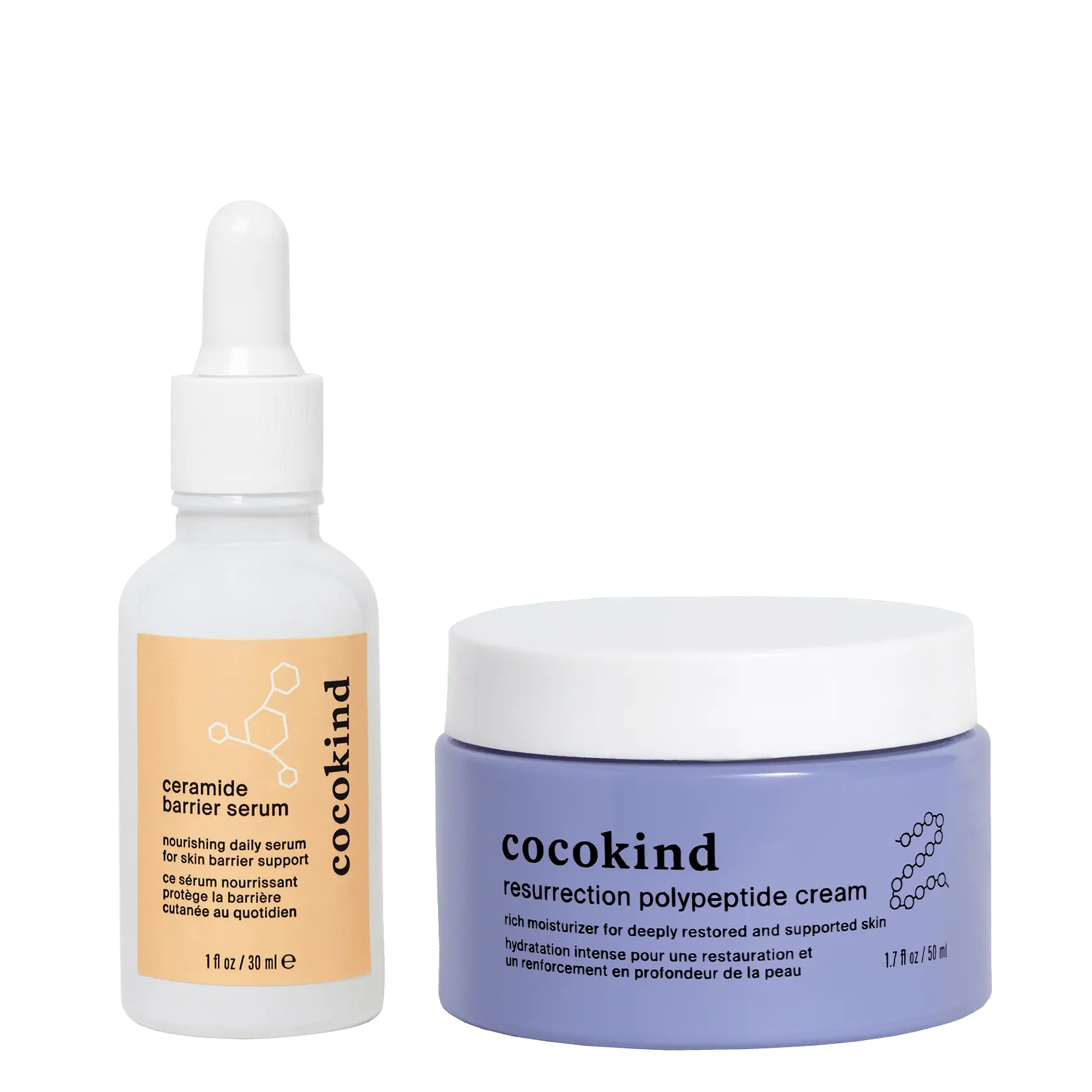 [cocokind] Rich Moisture & Barrier Duo | 2-Piece Skincare Set | Ceramide Barrier Serum + Resurrection Polypeptide Cream | Hydrating & Nourishing