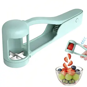 Strawberry Slicer & Grape Cutter - 2-in-1 Stainless Steel Fruit Slicer for Strawberries, Grapes, Cherry Tomatoes - Quick Fruit Prep Tool for Salads, Desserts, Baby Food, stainless steel kitchen tool