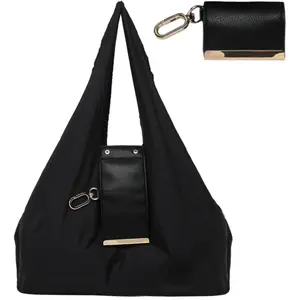 Keychain Tote Bag Compact & Expandable for On the Go, Foldable Tote Bag with Key Ring for Daily Errands