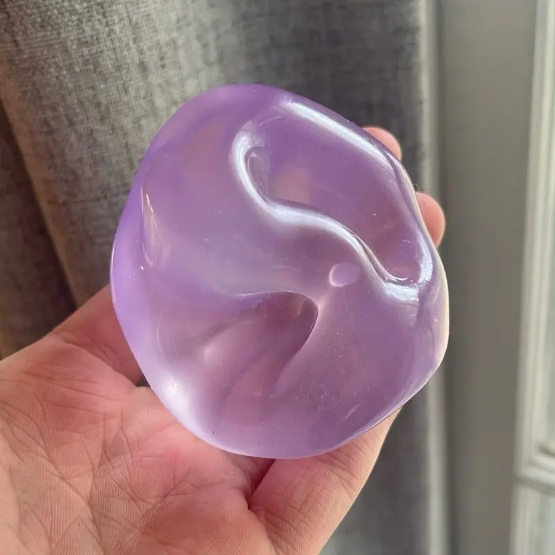 Coconut Oil Squishy Stress Ball for ADHD & Stress Relief Satisfying No Rebound Ball in Purple Pink Blue Colors