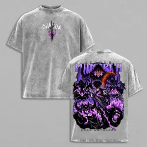 Shadow Monarch Anime Tee | Inspired by Solo Leveling & Sung Jinwoo’s Power | Dark Purple Graphic Streetwear | Awaken Your Shadows with Epic Art & Bold Design | Oversized Vintage Wash Shirt