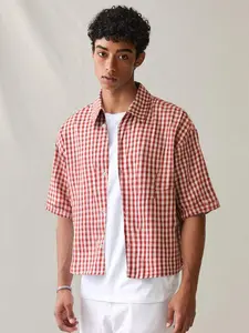 Men's Regular Fit Plaid Checked Checkered Print Short Sleeve Shirt, Casual Comfy Top for Summer, Fashion Men's Clothes for Daily Wear