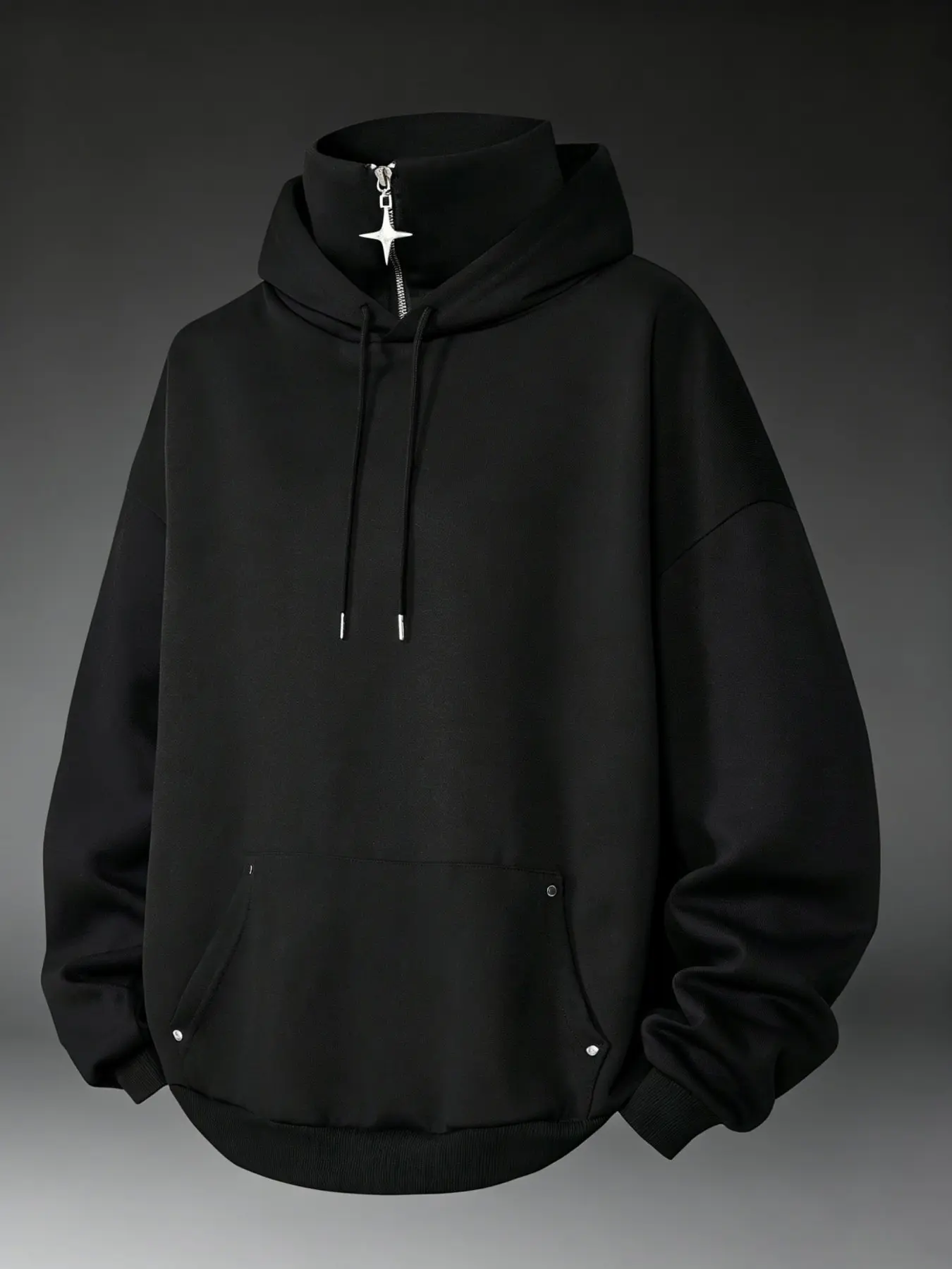 Men's Spring Summer Fashion Long Sleeve Loose Oversized Plain Solid Color Half-Zip Hoodie, Casual Streetwear Hoodies, Comfortable Daily Wear, Trendy Pullover, Sweatshirts