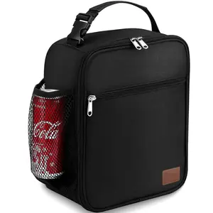 Nifogo Family Trip Insulated Lunch Bag Black Adjustable Shoulder Strap Leakproof Men Women Picnic Hiking Beach Portable Cooler Tote Organizer