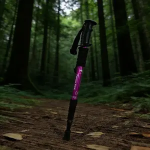 1 Piece - Straight Grip 4-Section Aluminum Alloy Trekking Pole, Retractable, Spring Shock Absorption, Ultra-Light Straight Shank Hiking Pole, Essential for Outdoor Hiking (DM026A-3729)