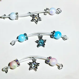 Star - Shaped Rhinestone Nipple Clamps (White, Blue, Pink)