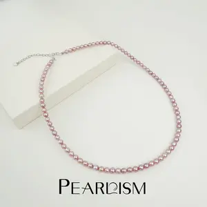 【Live】PEARLISM Dainty Everyday Freshwater AK Pearl Necklace | 4-5mm Pink-Purple S925 Silver Adjustable-AFAN012（N52-2B）