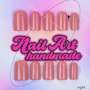 Delicatething Y2K Style Nail Set, Handmade Square Nails, 4 Sizes XS S M L, Nude Design, Perfect for Parties and Dates, Best Gift for Girls, Nail Art Diy, Nail Art Products