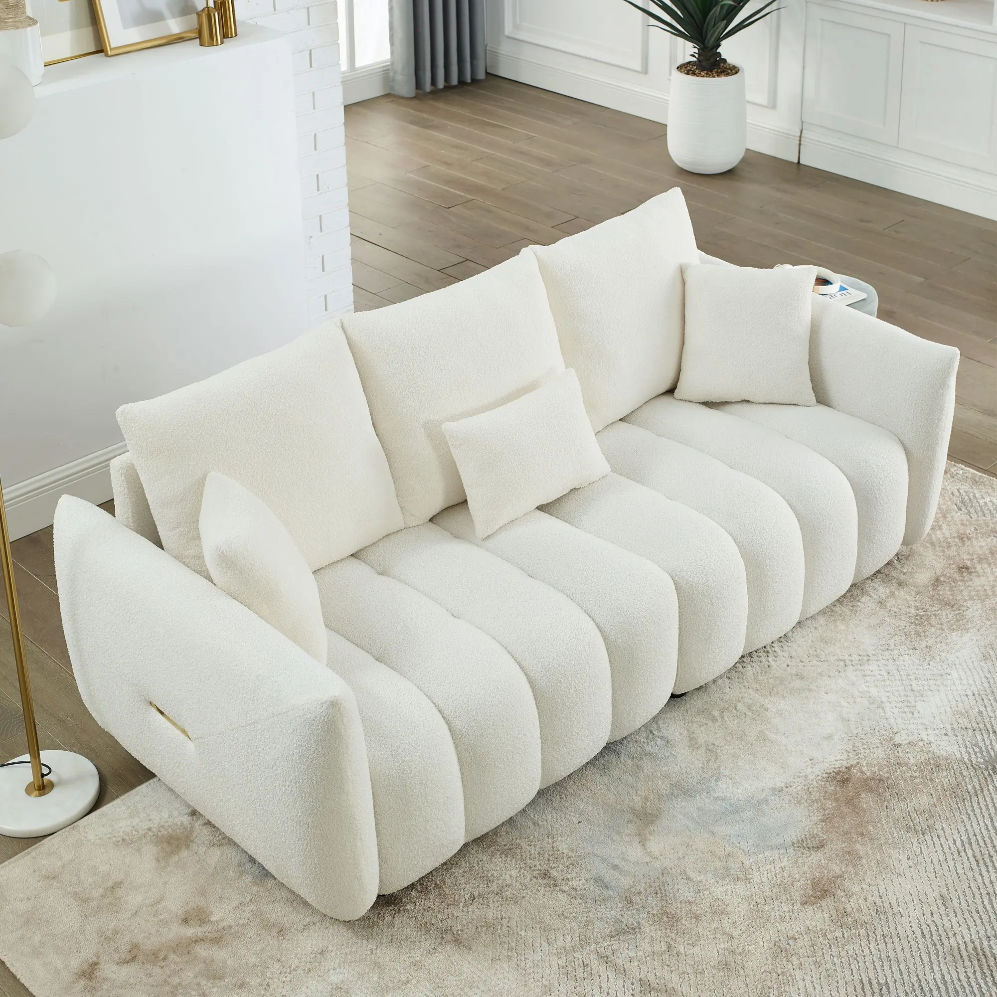 Eyisean 79.5" Modern Upholstered 3-Seater Sofa - Sturdy Living Room Couch with Cloud Foam Ergonomic Cushions, Pillows, Oversized Deep Seat, Metal Strip, Easy Assembly Indoor Sofas Living Room Furniture for Apartment