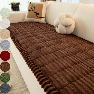 Thick Plush Sofa Cover Pad, Soft Non-Slip Couch Seat Protector, Washable Solid Color Sofa Seat Mat, Pet-Friendly Anti-Scratch Furniture Cover for Sectional, Loveseat & 3-Seater Living Room Decor, Sofa Couch Covers, Sofa Protector Slipcover