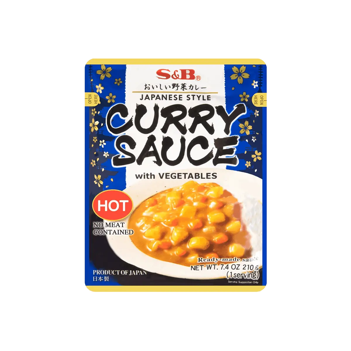 S&B Microwavable Curry Sauce with Vegetables Hot 210g