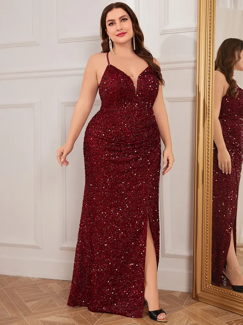 burgundy plus size prom dresses - TikTok Shop