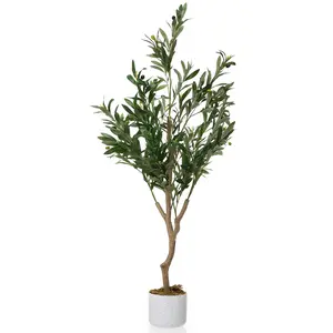 Artificial Olive Tree in Pot , Faux Olive Plant with Lifelike Leaves & Fruits, Realistic Fake Tree for Home Living Room Office Decor, No Shedding, Base for Stability outdoorfun