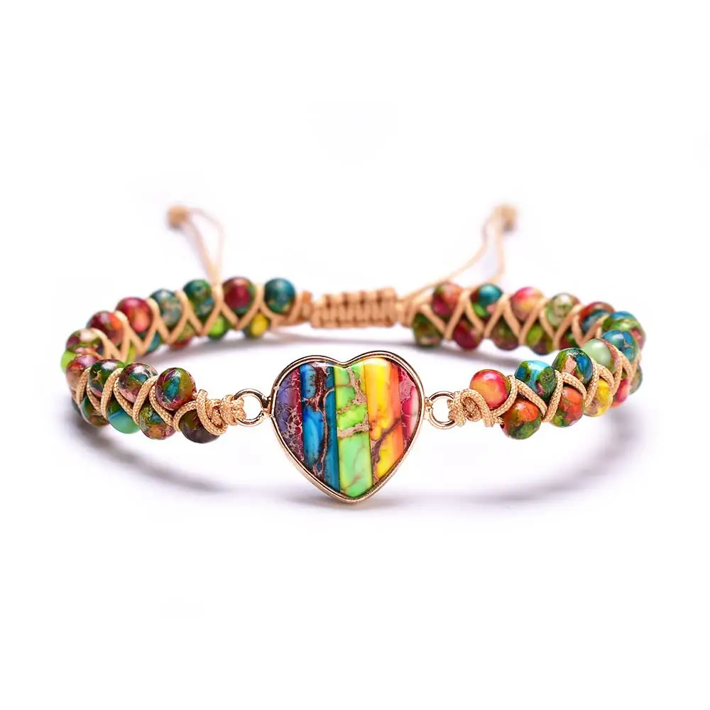 Handmade Adjustable Double-Winding Healing Energy Stone Braided Bracelet, "Love You Forever" Jewelry Gift for Loved Ones, Back To School, Motivation