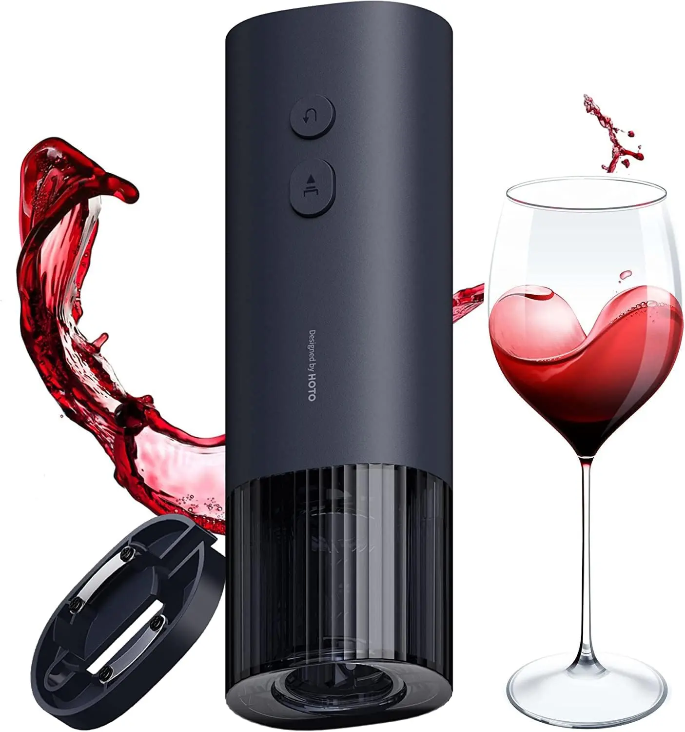 Automatic Electric Wine Opener with Concealed Foil Cutter - 1-Click Uncorking, 10s Instant Opening, Battery-Operated, Uncorks 170+, 250g Lightweight Portable Modern Design Specialty Kitchen Appliance for Wine Lovers, Dinner Party Use, Long Battery Life, O