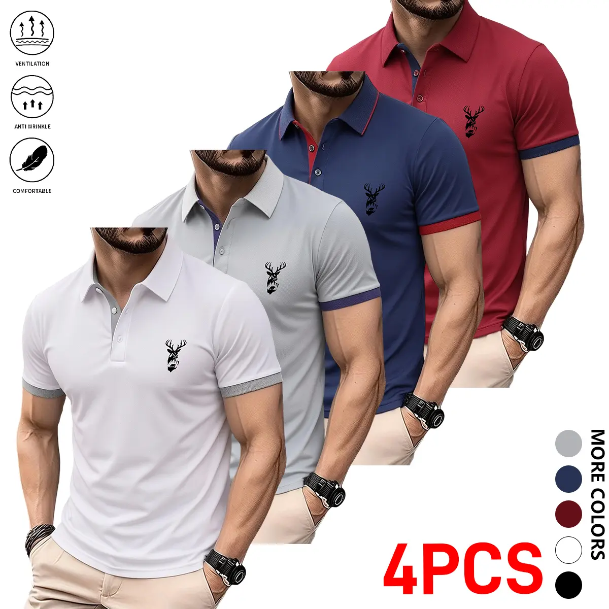 White + Gray + Dark Blue + Red